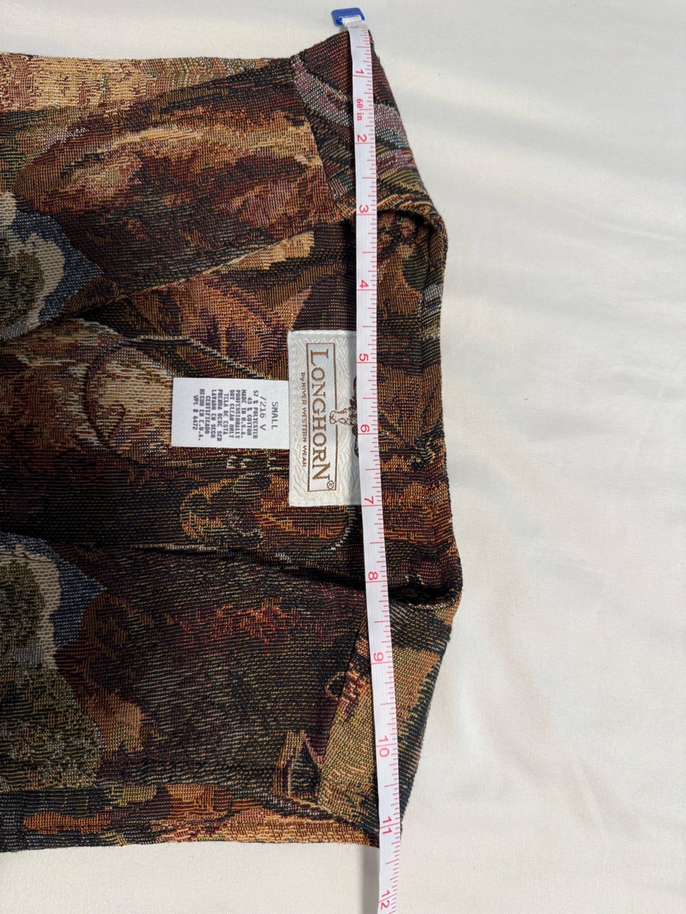 Longhorn Western Themed Vest with Brown and Green Tones - Picture 7 of 9